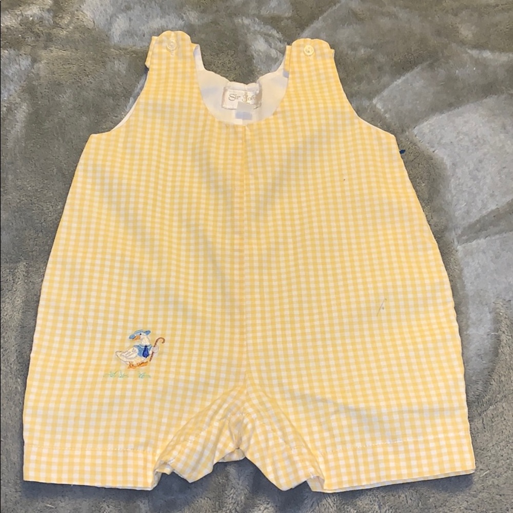 Infant Sir John Yellow White Check Jon Jon Romper